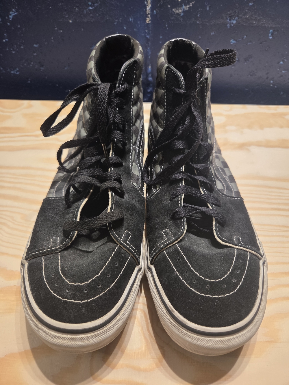 Vans Sk8-Hi Checkerboard High Top Black & Gray Sneakers (Size 12) - Picture 5 of 11
